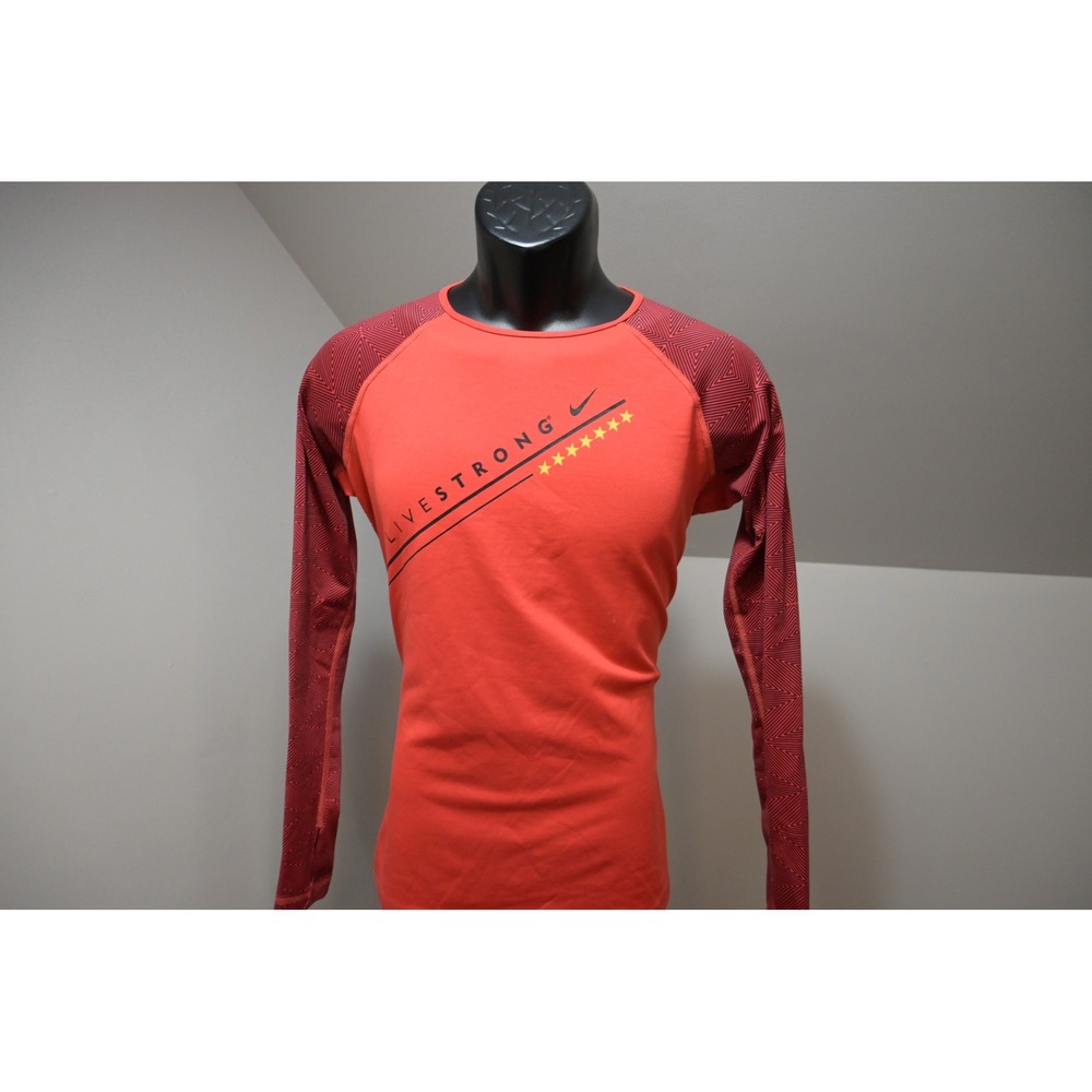 Nike Pro Livestrong Shirt Womens Large Orange Long Sleeve Athletic Top